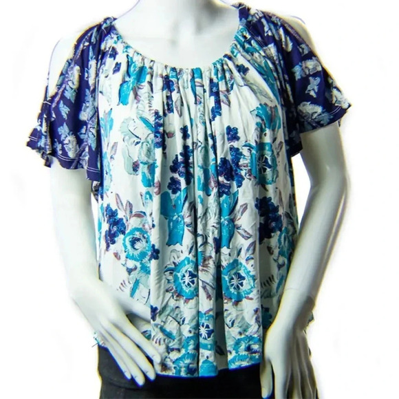 Free People Floral Cold Shoulder Blouse - Picture 1 of 4